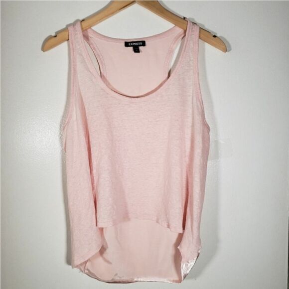 Express Tops - Express Linen Satin Soft Pink Flowy Tank Sleeveless Blouse Size L